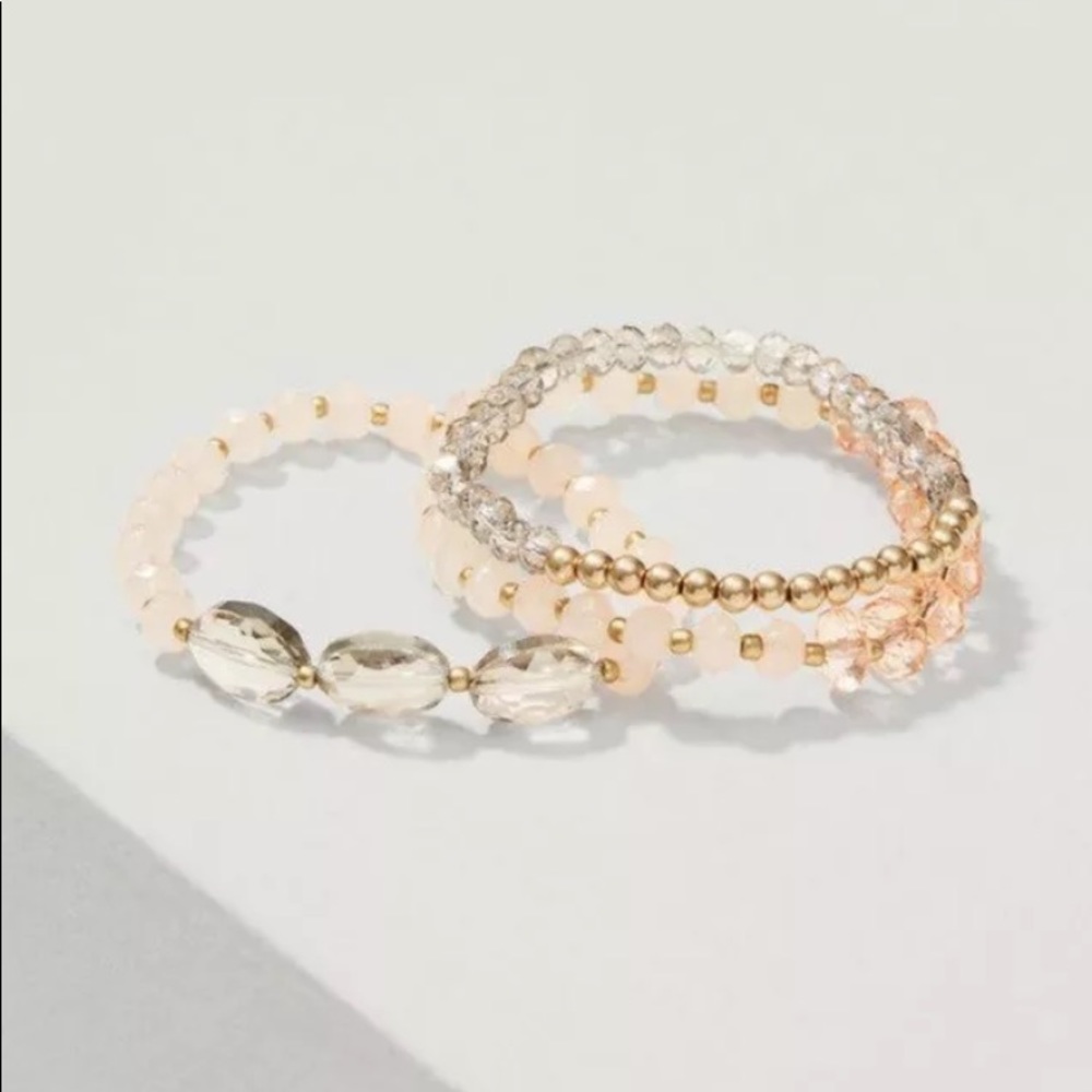 NWT LOFT Mixed Bead Stretch Bracelet  Set 360086
